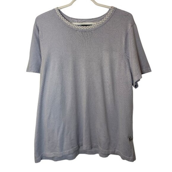 Karl Lagerfeld embellished crew neck t-shirt light blue women's size XL NWT - Picture 2 of 6